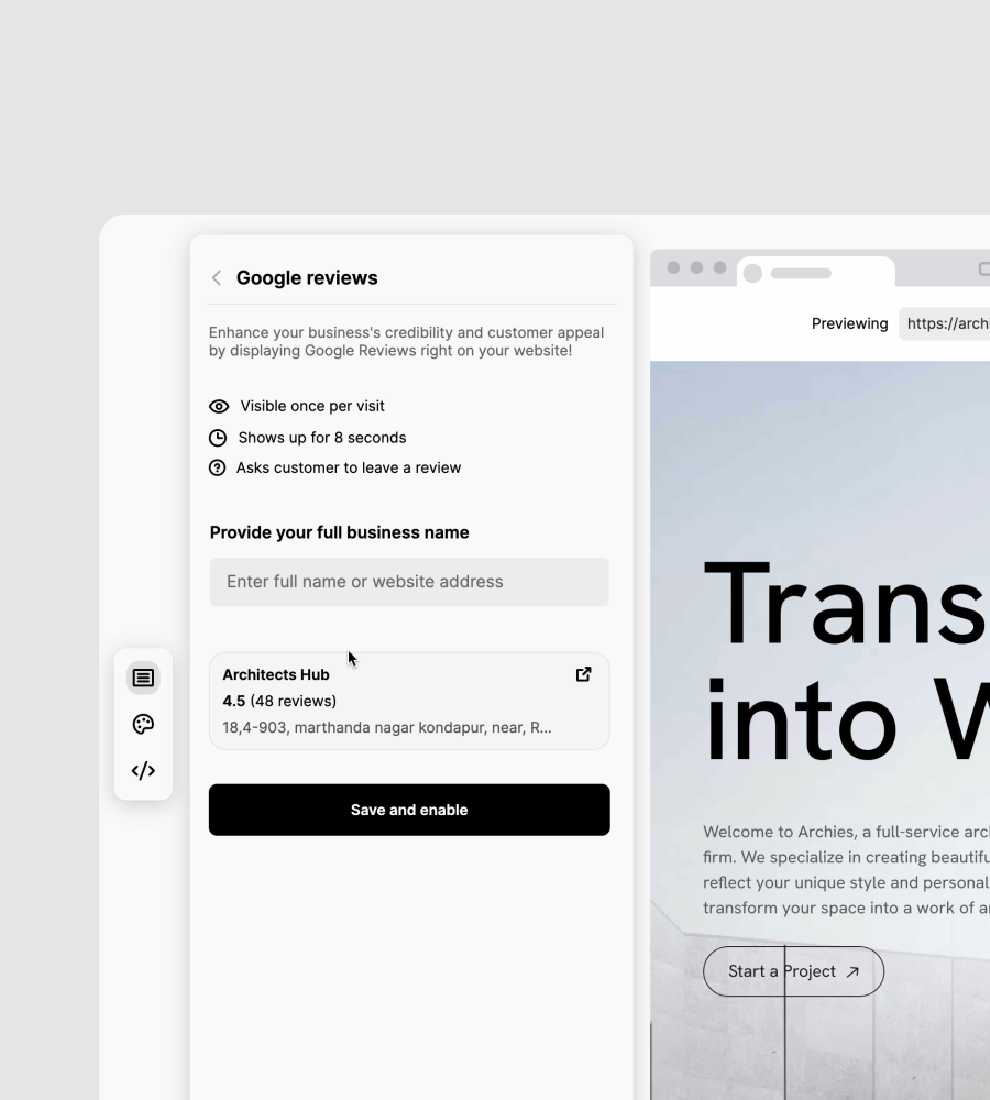 3. Configure your Google Reviews Widget